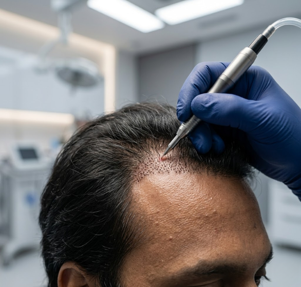 1-Unshaven FUE (Follicular Unit Extraction) hair transplant.png